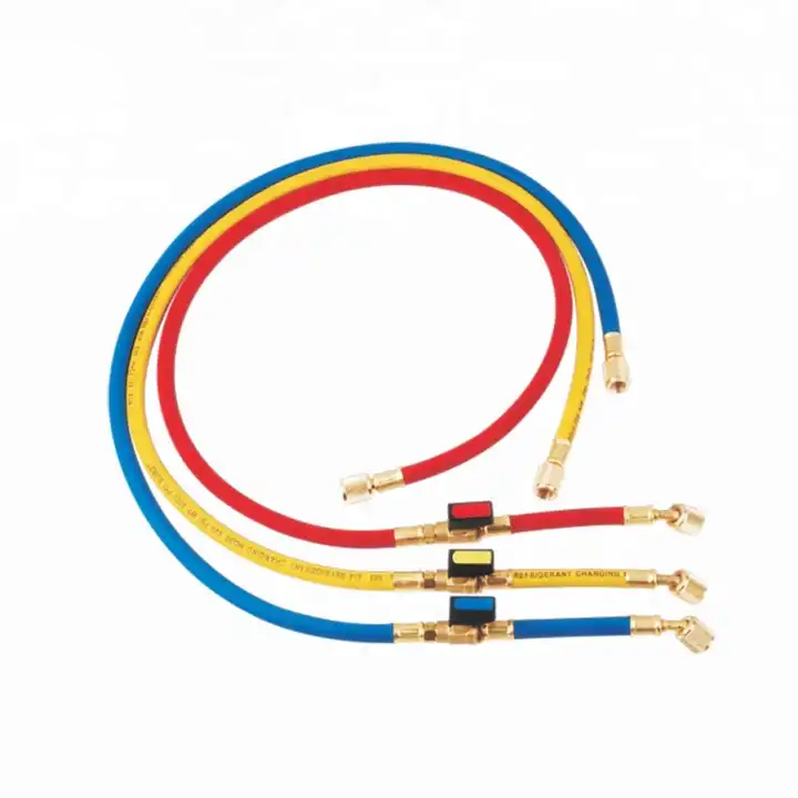 Refrigerant hoses with ball valves